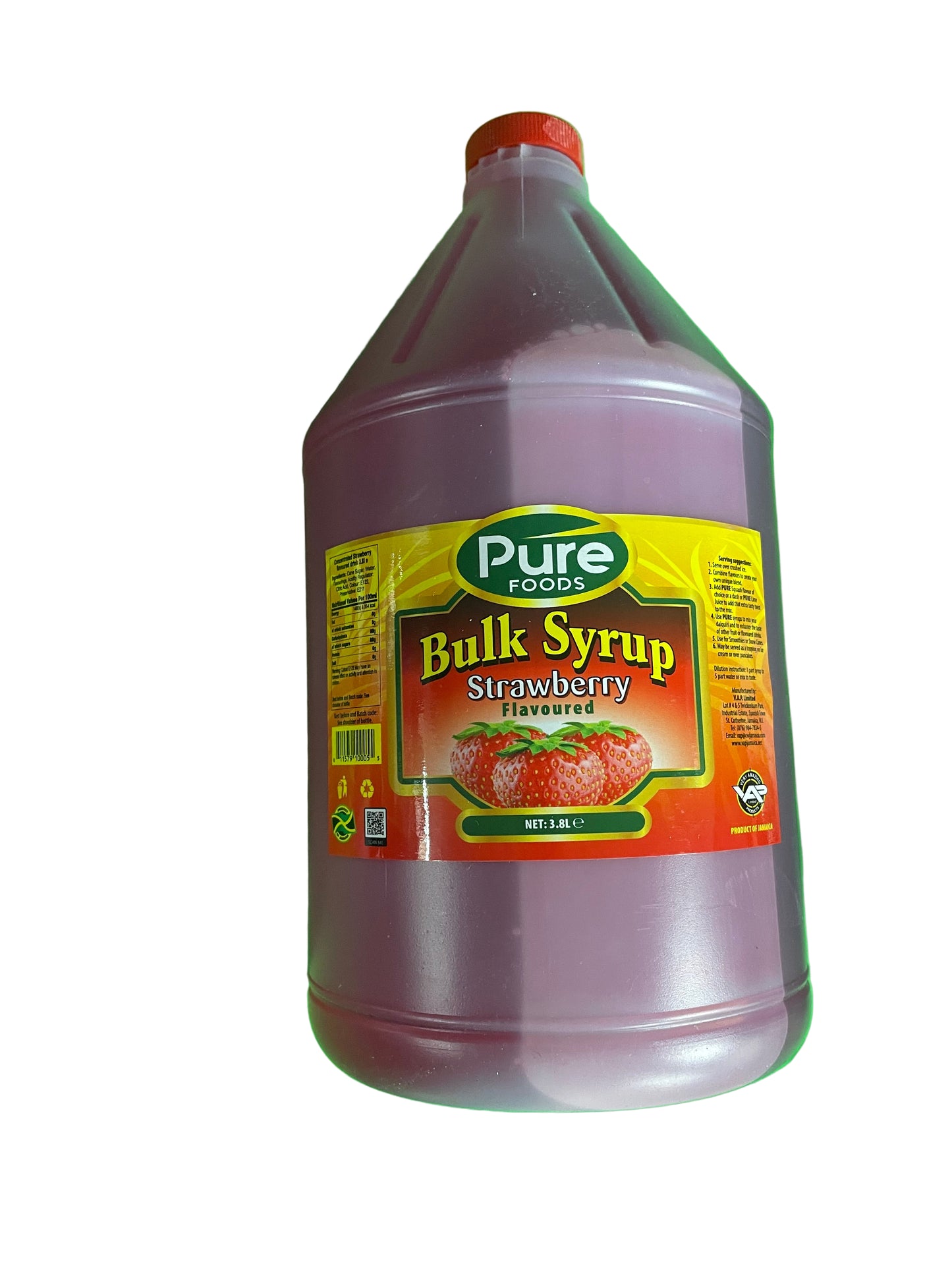 Pure Foods Bulk Syrup - Strawberry Flavoured (3.8L)
