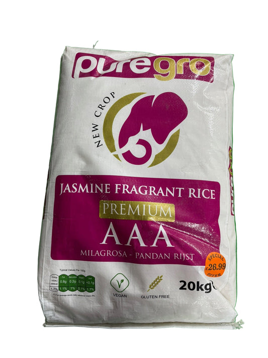 Puregro Jasmine Fragrant Rice (20KG)